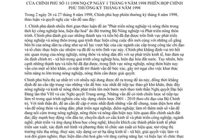 Nghị quyết 11/1998/NQ-CP phiên họp Chính phủ thường kỳ tháng 8 năm 1998