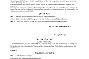 Quyết định 996/1998/TM-VP quy chế làm việc Bộ Thương mại