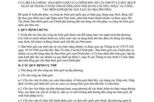 Thông tư liên tịch 124/1998/TTLT-BTC-BBGCP nội dung chi tiêu công tác biên giới quốc gia tại địa phương