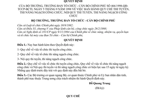 Quyết định 466/1998/QĐ-TCCP-BCTL Quy chế thi tuyển, thi nâng ngạch công chức, nội quy thi tuyển, thi nâng ngạch công chức