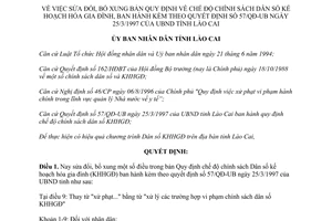 Quyết định 219/1998/QĐ-UB sửa đổi chính sách Dân số kế hoạch hóa Lào Cai