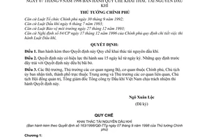 Quyết định 163/1998/QĐ-TTg  Quy chế khai thác tài nguyên dầu khí