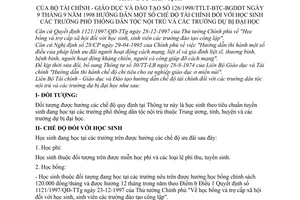 Thông tư liên tịch 126/1998/TTLT-BTC-BGDĐ hướng dẫn chế độ tài chính học sinh trường phổ thông dân tộc nội trú trường dự bị đại học