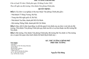 Quyết định 170/1998/QĐ-TTg đơn vị sự nghiệp có thu trực thuộc Văn phòng