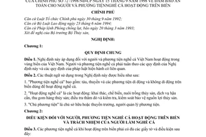 Nghị định 72/1998/NĐ-CP đảm bảo an toàn cho người và phương tiện nghề cá hoạt động trên biển