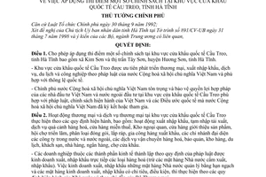 Quyết định 177/1998/QĐ-TTg áp dụng thí điểm một số chính sách tại khu vực cửa khẩu Quốc tế Cầu Treo  Hà Tĩnh