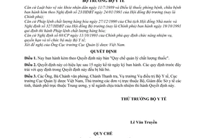 Quyết định 2412/1998/QĐ-BYT "Quy chế quản lý chất lượng thuốc"