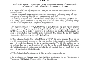 Hướng dẫn 655/HD-TTr thực hiện Thông tư 769/QP tổ chức tiếp công dân