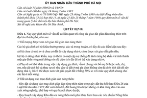 Quyết định  36/1998/QĐ-UB giao đất giãn dân nông thôn trên địa bàn thành phố Hà Nội