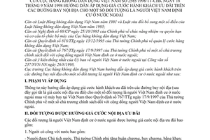 Thông tư 2585/1998/TT-CHK hướng dẫn áp dụng giá cước hành khách ưu đãi đường bay nội địa người Việt Nam định cư nước ngoài