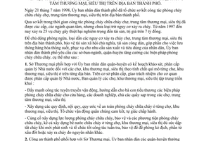 Chỉ thị 35/1998/CT-UB-KT năm 1998 tăng cường biện pháp phòng cháy chữa cháy chợ