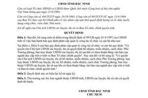 Quyết định 76/1998/QĐ-UB bản quy định phân cấp quản lý công tác tổ chức cán bộ Bắc Ninh