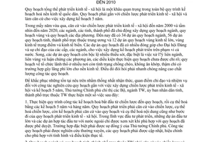 Chỉ thị 32/1998/CT-TTg công tác quy hoạch tổng thể phát triển kinh tế xã hội thời kỳ đến 2010