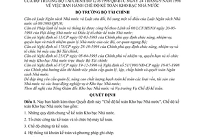 Quyết định 1276/1998/QĐ-BTC Chế độ kế toán Kho bạc Nhà nước