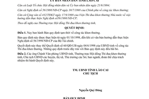 Quyết định 243/1998/QĐ-UB Bản quy định tạm thời công tác khen thưởng