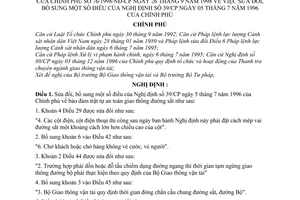 Nghị định 76/1998/NĐ-CP bảo đảm trật tự an toàn giao thông đường sắt để bổ sung Nghị định 39/CP