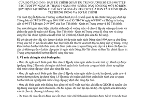 Thông tư liên tịch 129/1998/TTLT-BTC-TCQTTW bổ sung quy định Thông tư 04-TT/LB Ban Tài chính quản trị Trung ương và Bộ Tài chính
