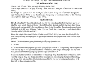 Quyết định 188/1998/QĐ-TTg  bán biệt thự tại thành phố Hồ Chí Minh