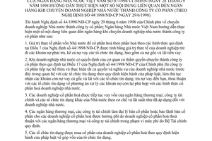 Thông tư 07/1998/TT-NHNN1 chuyển doanh nghiệp Nhà nước thành công ty cổ phần hướng dẫn Nghị định 44/1998/NĐ-CP