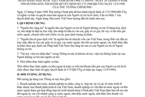 Thông tư 08/1998/TT-NHNN7 nghĩa vụ bán mua bán ngoại tệ tổ chức hướng dẫn Quyết định 173/1998/QĐ-TTg