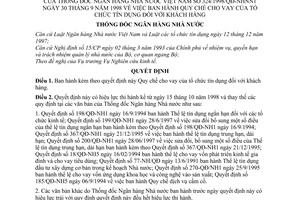 Quyết định 324/1998/QĐ-NHNN1  Quy chế cho vay của tổ chức tín dụng đối với khách hàng