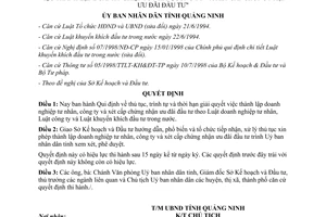 Quyết định 2734/1998/QĐ-UB thủ tục thành lập doanh nghiệp tư nhân Quảng Ninh