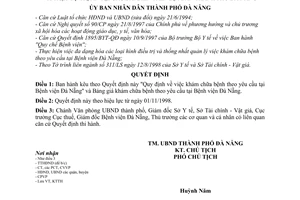 Quyết định 6111/1998/QĐ-UB khám chữa bệnh theo yêu cầu tại Bệnh viện