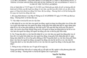 Thông tư 15/1998/TT-BLĐTBXH tuyển lao động bổ sung Thông tư 16/LĐTBXH-TT
