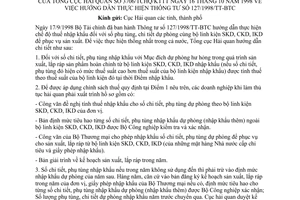 Công văn 3706/TCHQ-KTTT hướng dẫn thực hiện TT 127/1998/TT-BTC