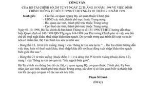 Công văn 205-TC/VP đính chính TT 131/1998/TT/BTC