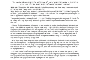Công văn 1005/CV-NHNN7 thực hiện TT 08/1998/TT-NHNN7