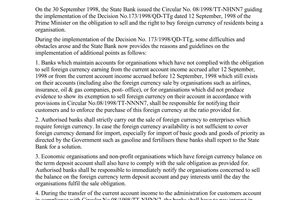 Official Dispatch No. 1005/CV-NHNN7 of October 24, 1998, Implementation of Circular No. 08/1998/TT-NHNN7