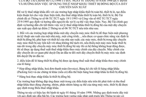Thông tư 132/1998/TT/BTC quy định hướng dẫn áp dụng thuế nhập khẩu thiết bị đồng bộ dây chuyền sản xuất