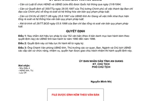 Quyết định 1992/1998/QĐ.UB chấm dứt hiệu lực pháp lý văn bản của Ủy ban An Giang