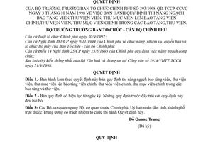 Quyết định 393/1998-QĐ-TCCP-CCVC thi nâng ngạch bảo tàng viên, thư viện viên, thư mục viên