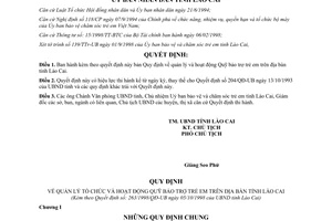 Quyết định 263/1998/QĐ-UB Quy định quản lý và hoạt động Quỹ bảo trợ trẻ em