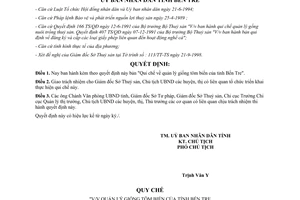 Quyết định 1552/QĐ-UB 1998 quản lý giống tôm biển Bến Tre