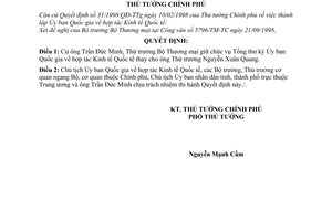 Quyết định 930/QĐ-TTg cử Tổng Thư ký Ủy ban Quốc gia hợp tác kinh tế quốc tế