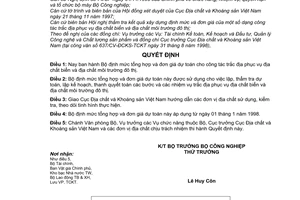 Quyết định 67/1998/QĐ-BCN  bộ định mức tổng hợp đơn giá dự toán công tác trắc địa phục vụ địa chất môi trường đô thị