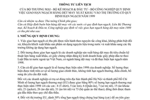 Thông tư liên tịch 20/1998/TTLT-BTM-BKHĐT-BCN giao hạn ngạch hàng dệt may xuất khẩu thị trường quy định hạn ngạch năm 1999