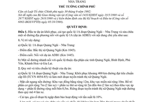 Quyết định 932/QĐ-TTg đầu tư dự án khôi phục cải tạo quốc lộ 1A đoạn Quảng Ngãi – Nha Trang