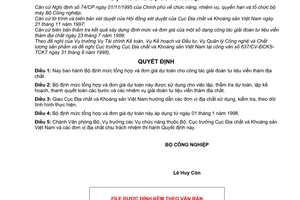 Quyết định 68/1998/QĐ-BCN  Bộ định mức tổng hợp đơn giá dự toán cho công tác giải đoán tư liệu viễn thám địa chất