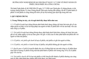 Thông tư 01/1998/TT-UBCK phát hành cổ phiếu trái phiếu ra công chúng hướng dẫn Nghị định 48/1998