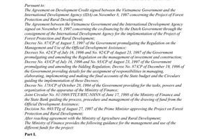 Circular No. 134/1998/TT-BTC of October 15, 1998 guiding the application of the mechanism of financial management for the project of forest protection and rural development