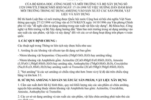 Thông tư 1529/1998/TTLT/BKHCNMT-BXD hướng dẫn đảm bảo môi trường sử dụng amiăng vào sản xuất sản phẩm, vật liệu, xây dựng