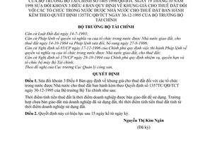 Quyết định 1405/1998/QĐ-BTC khung giá cho thuê đất đối với tổ chức trong nước được Nhà nước cho thuê đất sửa đổi Quyết định 1357/QĐ/BTC năm 1995