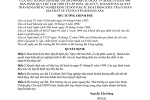 Quyết định 204/1998/QĐ-TTg lập dự toán cấp phát quản lý quyết toán kinh phí sự nghiệp kinh tế đối với hoạt động điều tra cơ bản khoáng sản