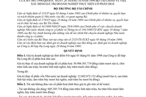 Quyết định 1161/1998/QĐ-BTC xác định giá trị doanh nghiệp thực hiện cổ phần hoá