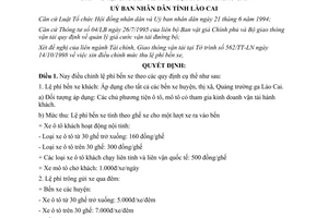 Quyết định 277/1998/QĐ-UB mức thu lệ phí bến xe lệ phí trông xe Lào Cai