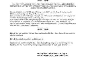 Quyết định 01/QĐ-HĐTĐKTTW Quy chế hoạt động Hội đồng Thi đua - Khen thưởng Trung ương